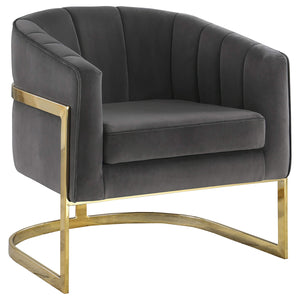 Silla decorativa con respaldo de barril tapizada Alamor, gris oscuro
