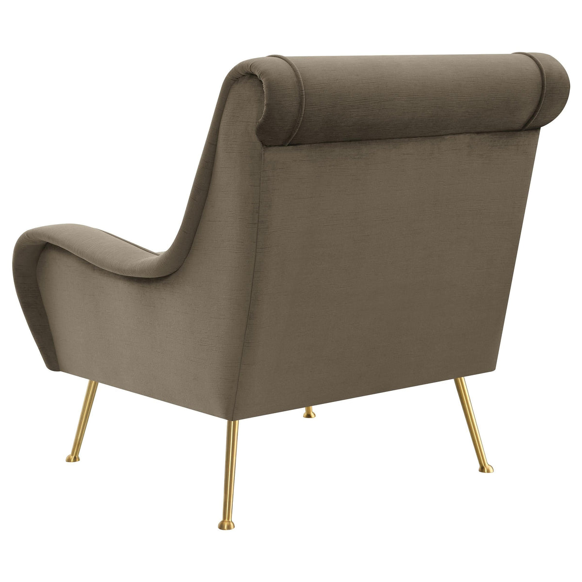 Silla decorativa tapizada Ricci con brazos tipo silla de montar, color trufa