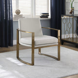 Sillón Cory tapizado con brazos arqueados, color crema