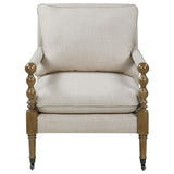 Silla decorativa tapizada Dempsy con ruedas en beige