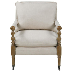 Silla decorativa tapizada Dempsy con ruedas en beige
