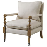 Silla decorativa tapizada Dempsy con ruedas en beige