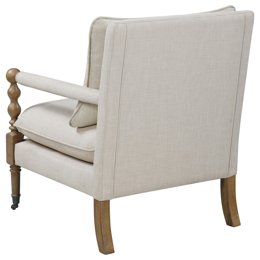 Silla decorativa tapizada Dempsy con ruedas en beige