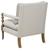 Silla decorativa tapizada Dempsy con ruedas en beige