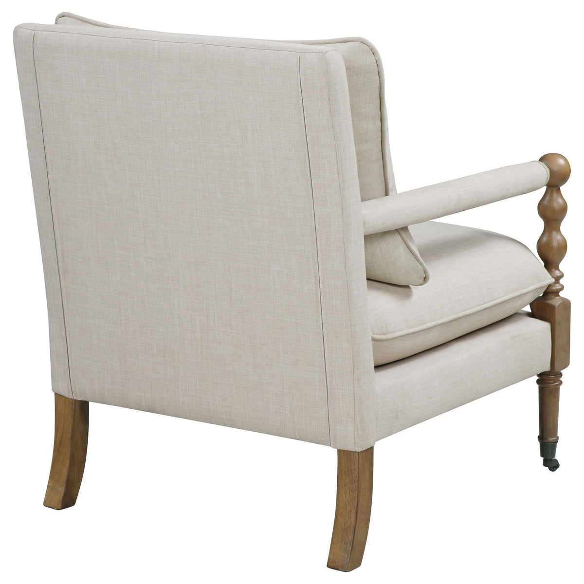 Silla decorativa tapizada Dempsy con ruedas en beige