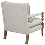 Silla decorativa tapizada Dempsy con ruedas en beige