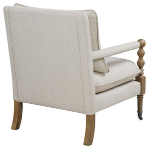 Silla decorativa tapizada Dempsy con ruedas en beige