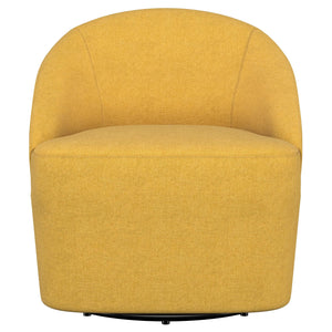 Silla giratoria con acento de barril tapizada Leon, color amarillo mostaza