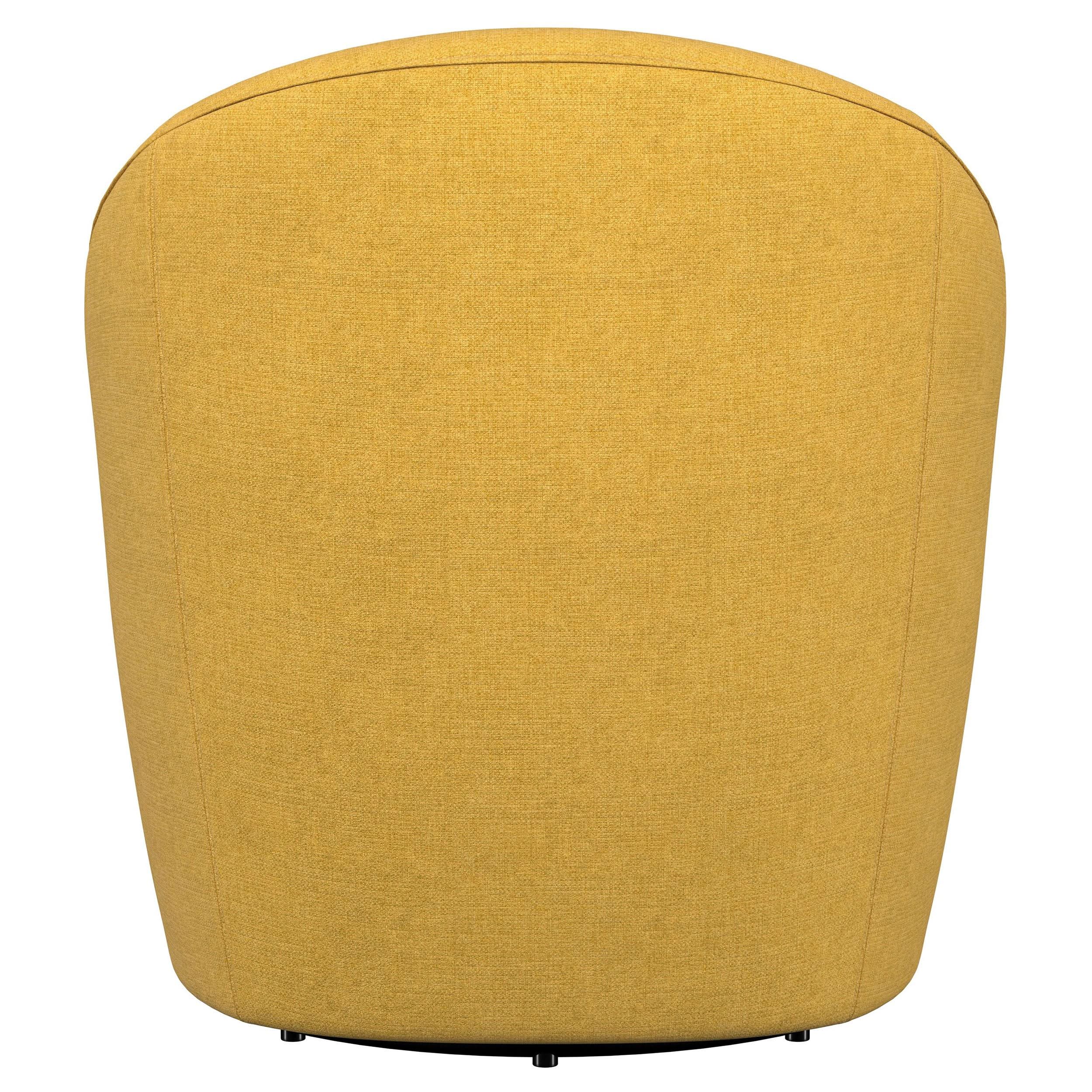 Silla giratoria con acento de barril tapizada Leon, color amarillo mostaza