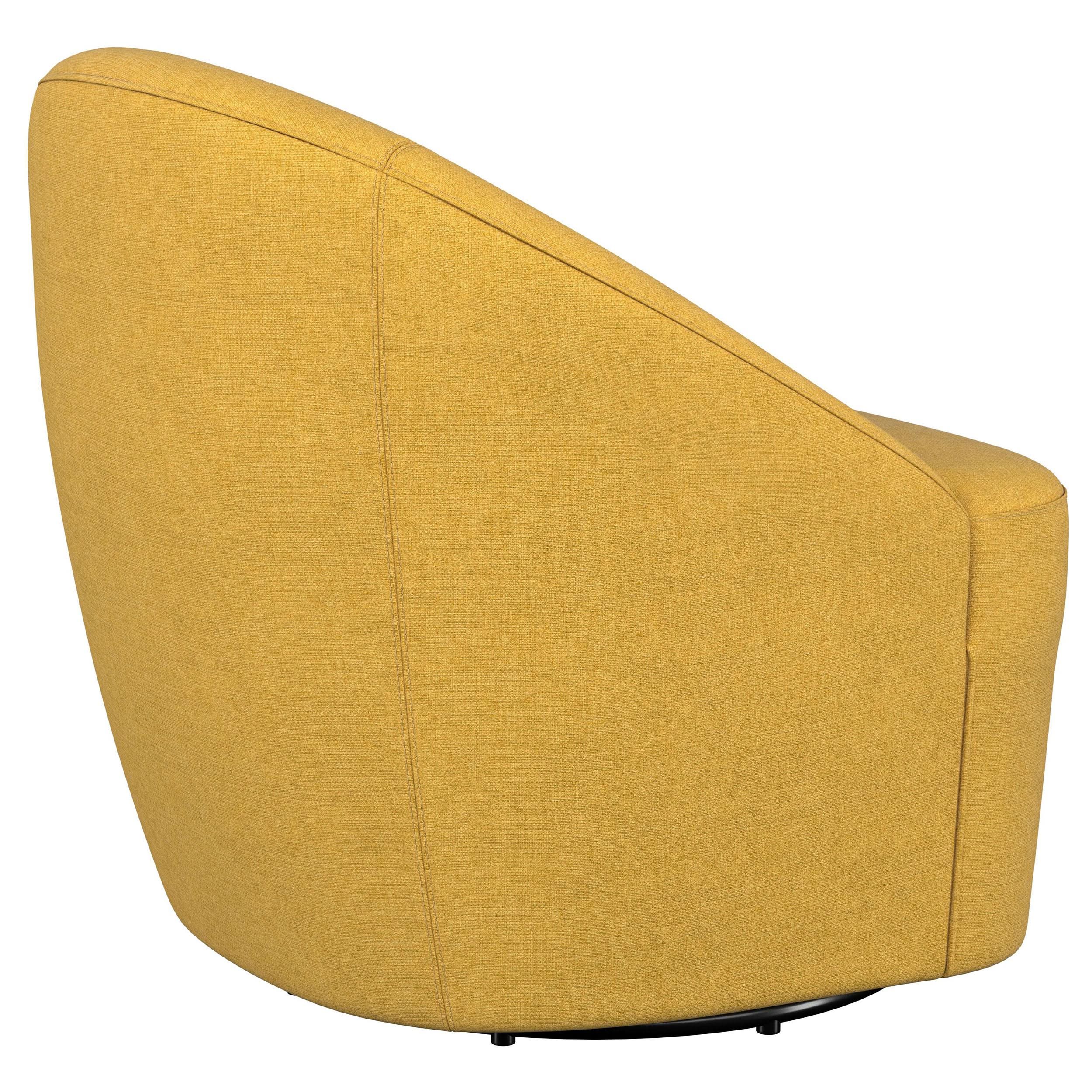 Silla giratoria con acento de barril tapizada Leon, color amarillo mostaza