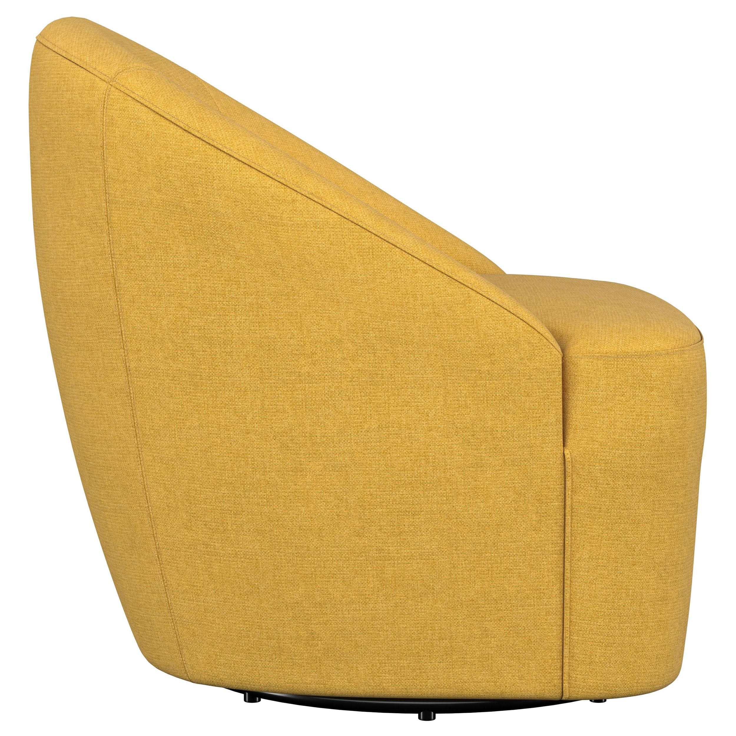 Silla giratoria con acento de barril tapizada Leon, color amarillo mostaza