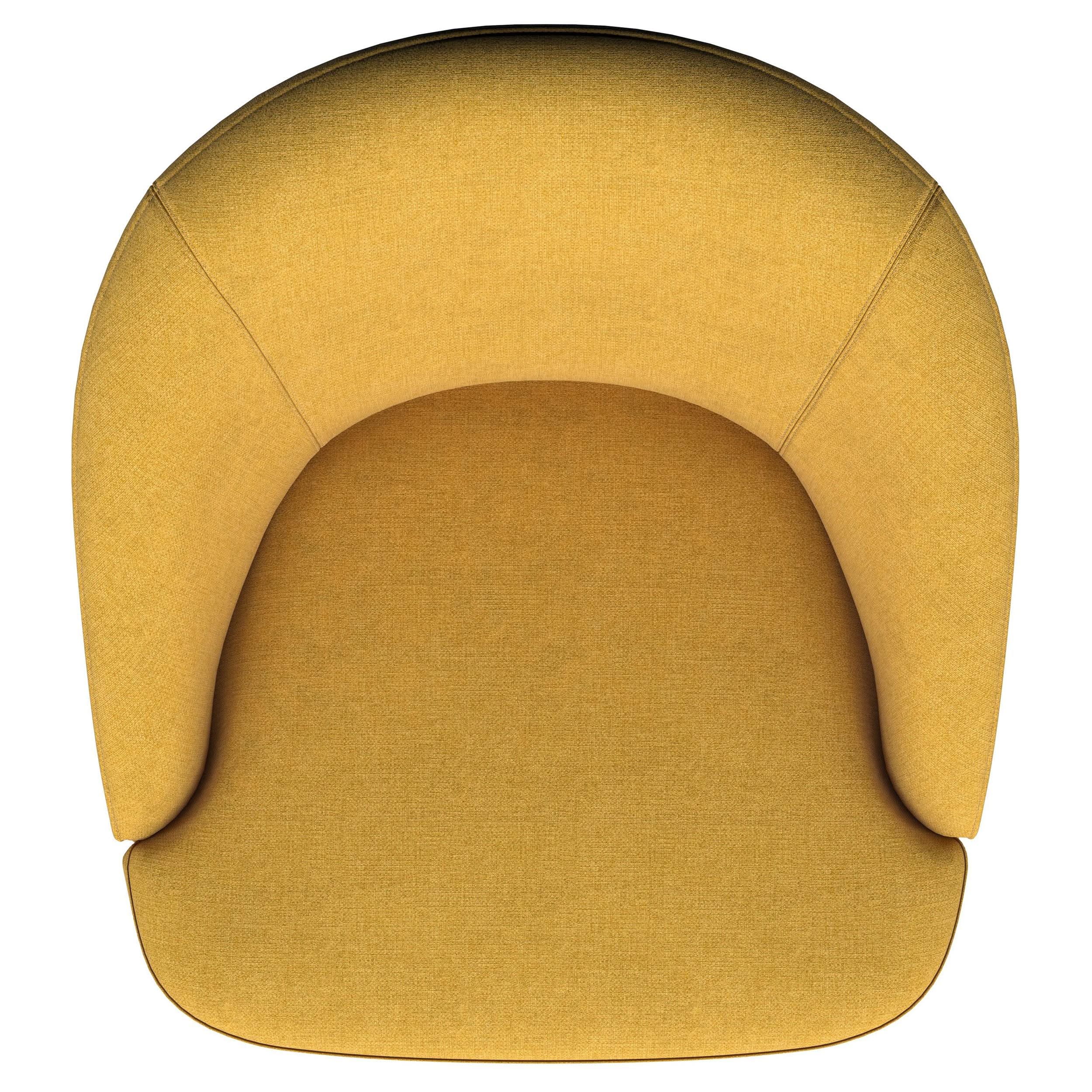 Silla giratoria con acento de barril tapizada Leon, color amarillo mostaza
