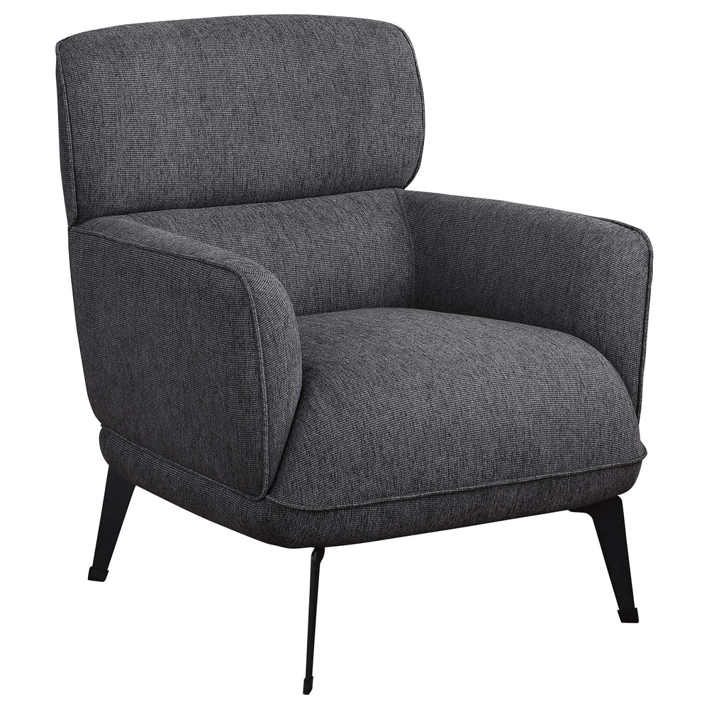 Sillón tapizado Andrea con brazos en forma de media luna, color gris