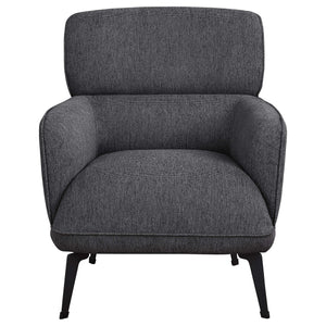 Sillón tapizado Andrea con brazos en forma de media luna, color gris