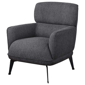 Sillón tapizado Andrea con brazos en forma de media luna, color gris