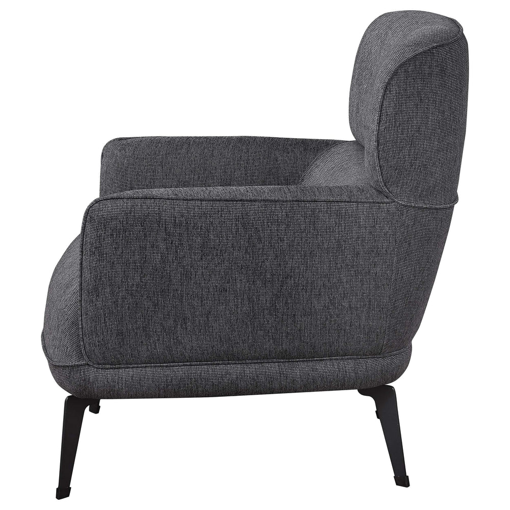 Sillón tapizado Andrea con brazos en forma de media luna, color gris