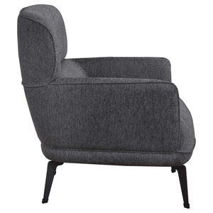 Sillón tapizado Andrea con brazos en forma de media luna, color gris