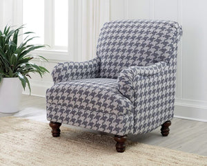 Sillón inglés tapizado Glenn con acento azul