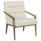 Sillón decorativo Kirra con brazos de metal tapizados en color crema