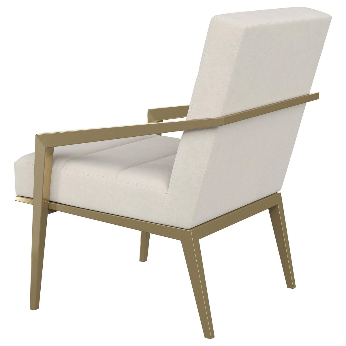 Sillón decorativo Kirra con brazos de metal tapizados en color crema