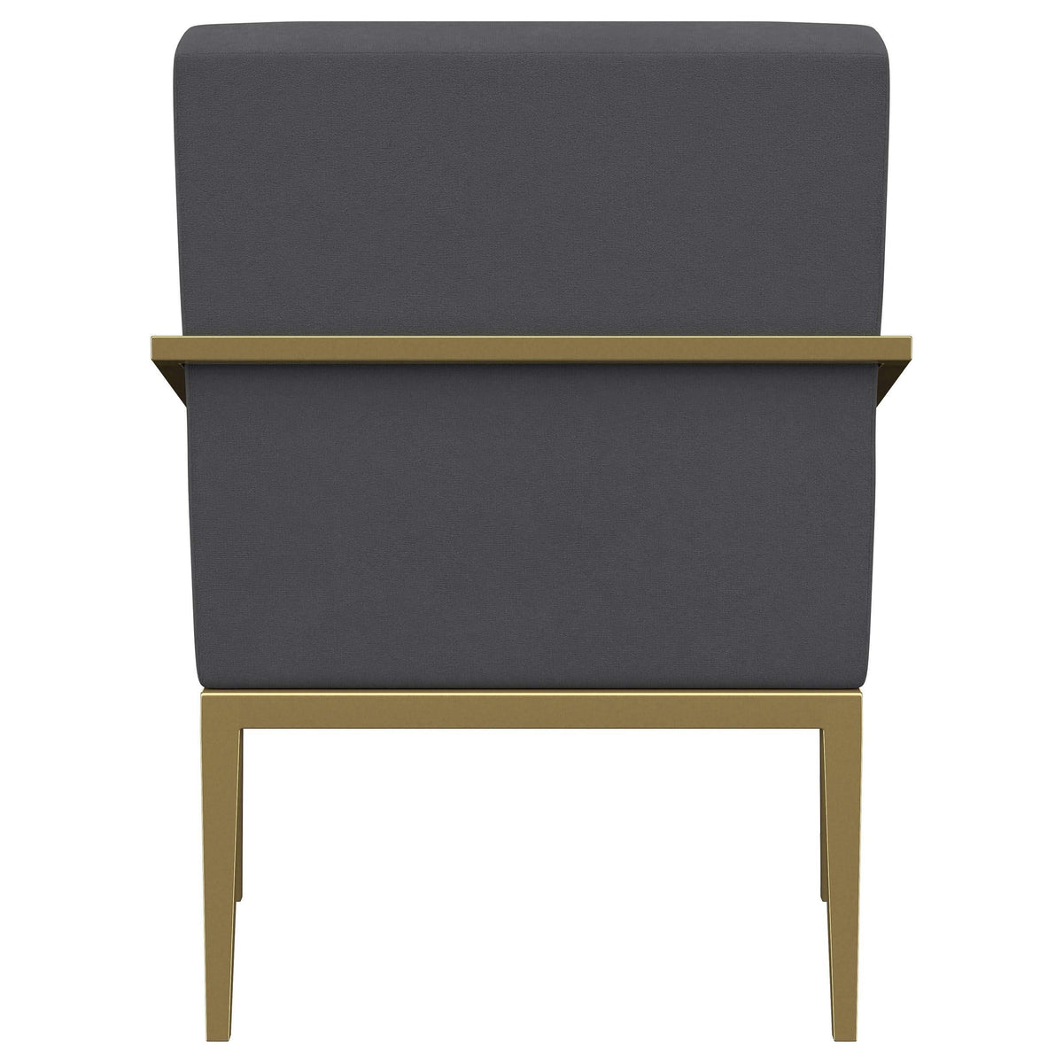 Sillón Kirra tapizado con brazos de metal, color gris oscuro