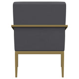Sillón Kirra tapizado con brazos de metal, color gris oscuro