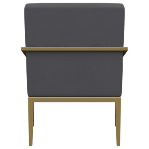 Sillón Kirra tapizado con brazos de metal, color gris oscuro