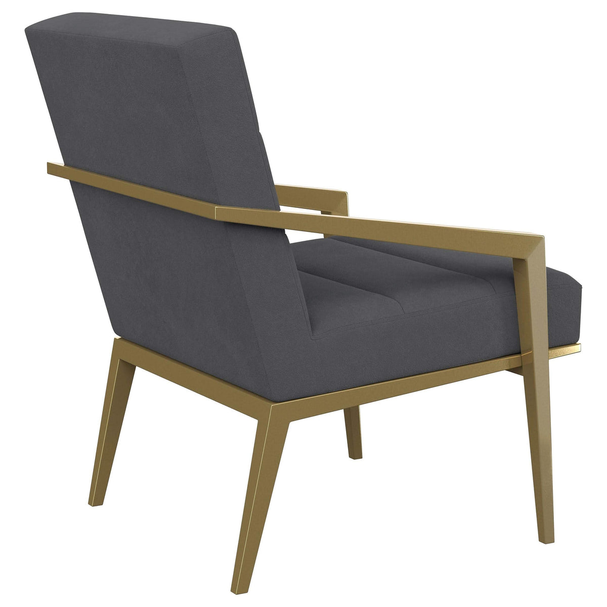 Sillón Kirra tapizado con brazos de metal, color gris oscuro