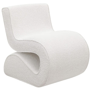 Silla curva sin brazos tapizada Ronea Boucle color crema