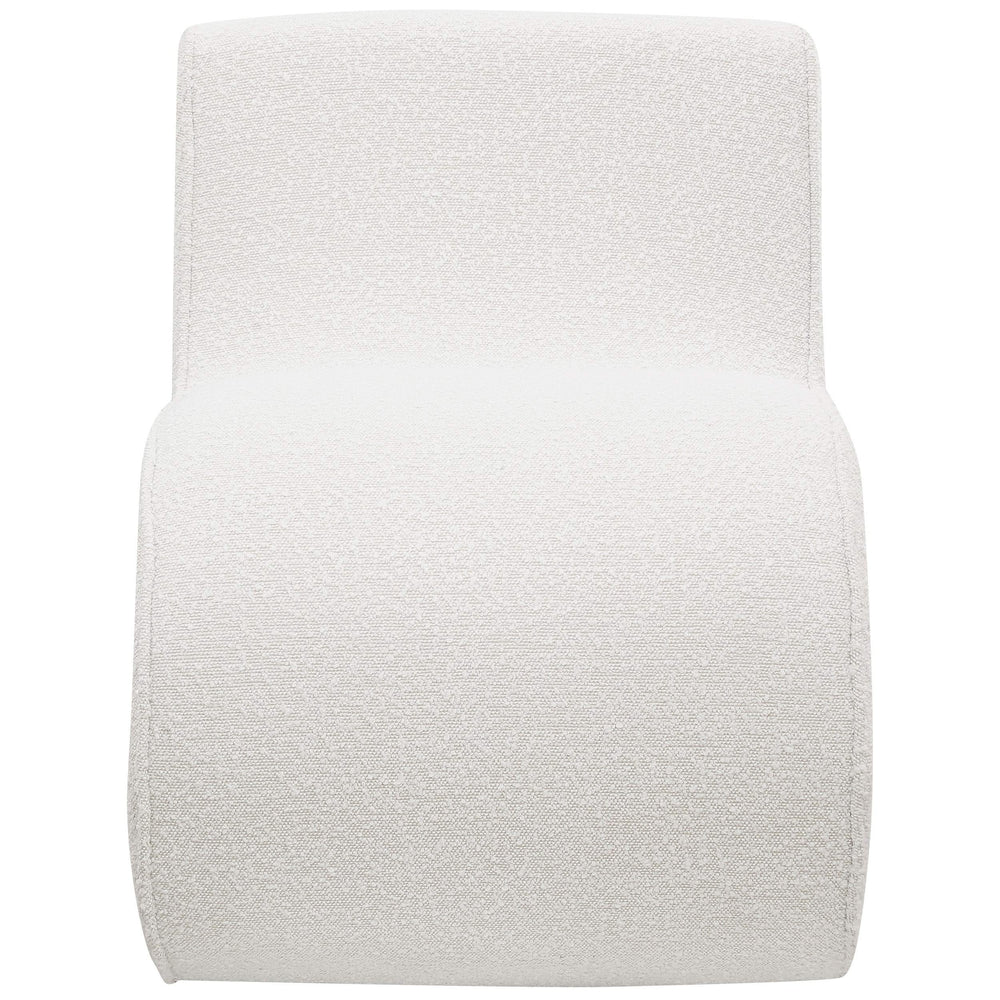 Silla curva sin brazos tapizada Ronea Boucle color crema