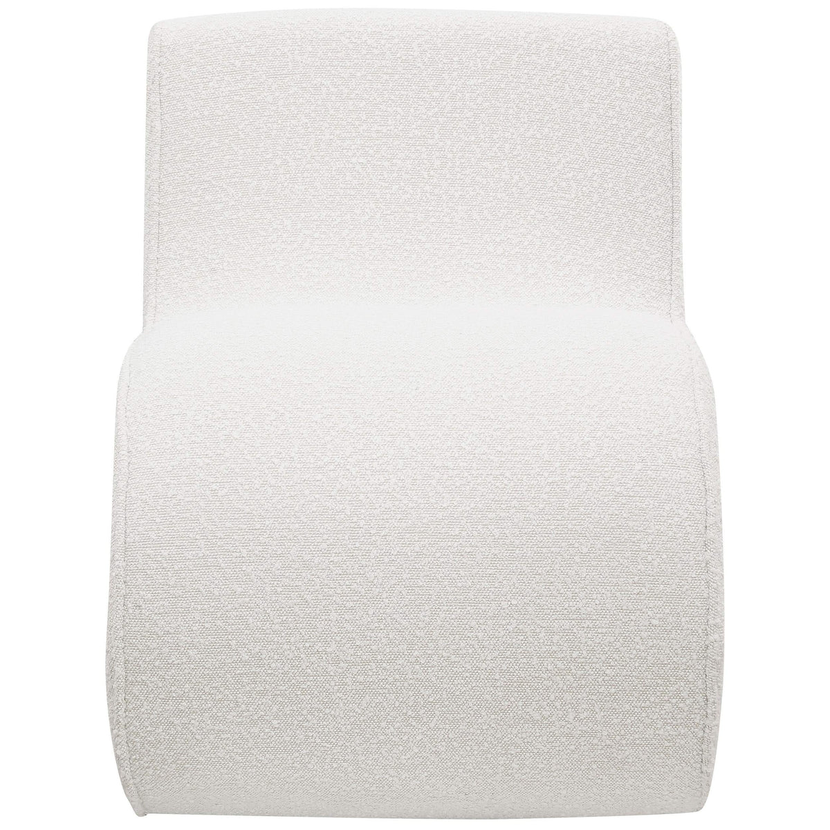 Silla curva sin brazos tapizada Ronea Boucle color crema
