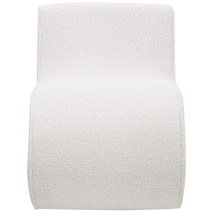 Silla curva sin brazos tapizada Ronea Boucle color crema