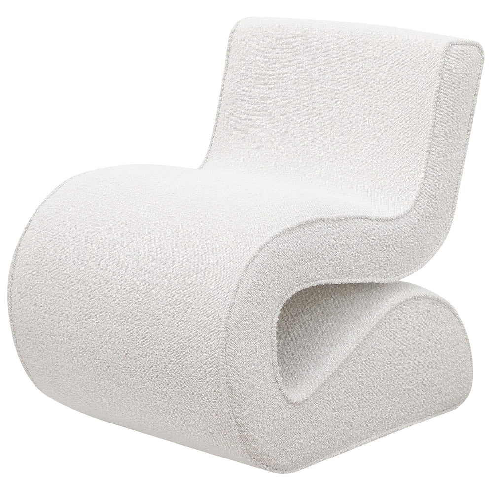 Silla curva sin brazos tapizada Ronea Boucle color crema