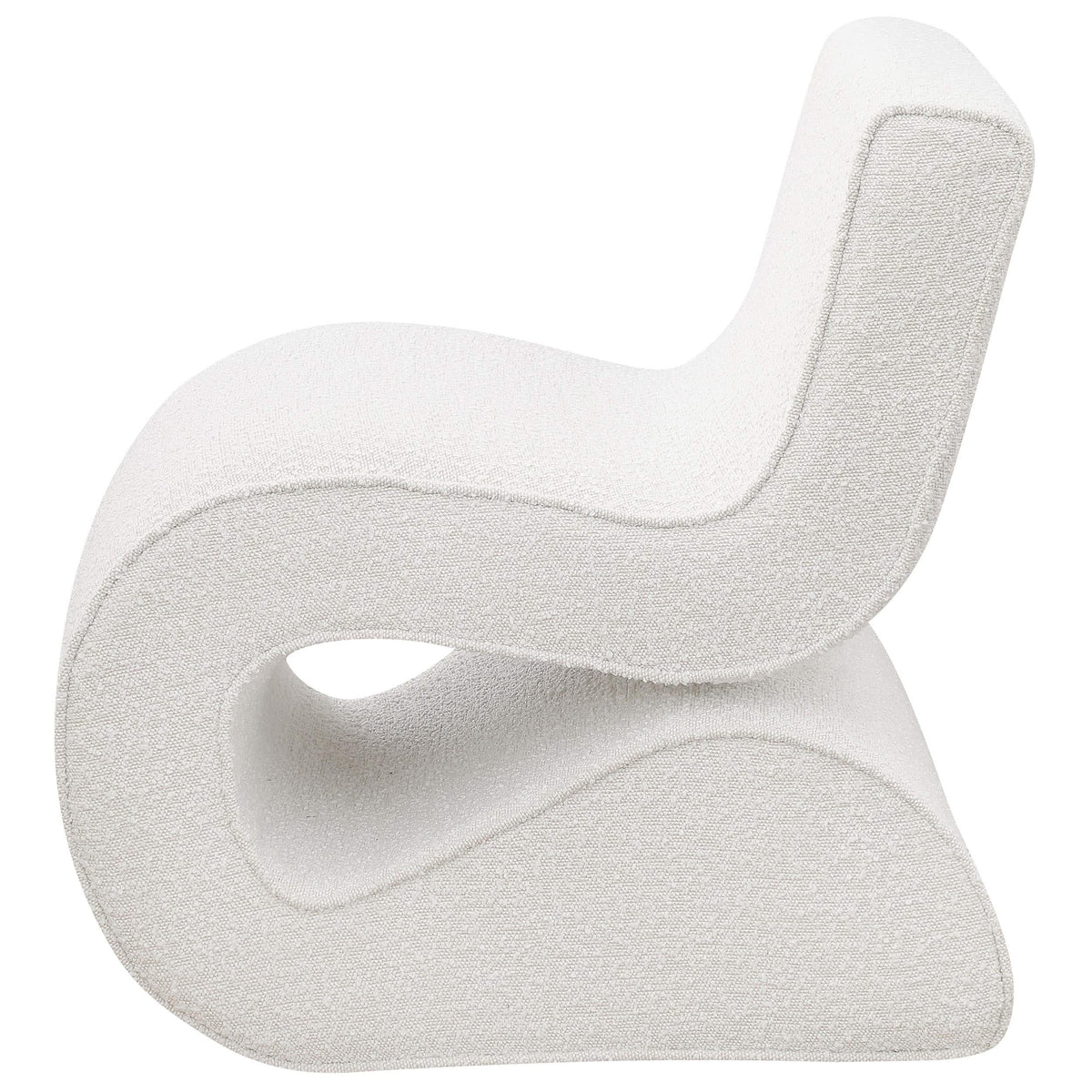Silla curva sin brazos tapizada Ronea Boucle color crema