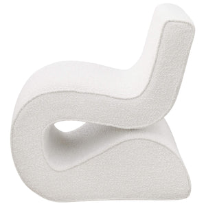 Silla curva sin brazos tapizada Ronea Boucle color crema
