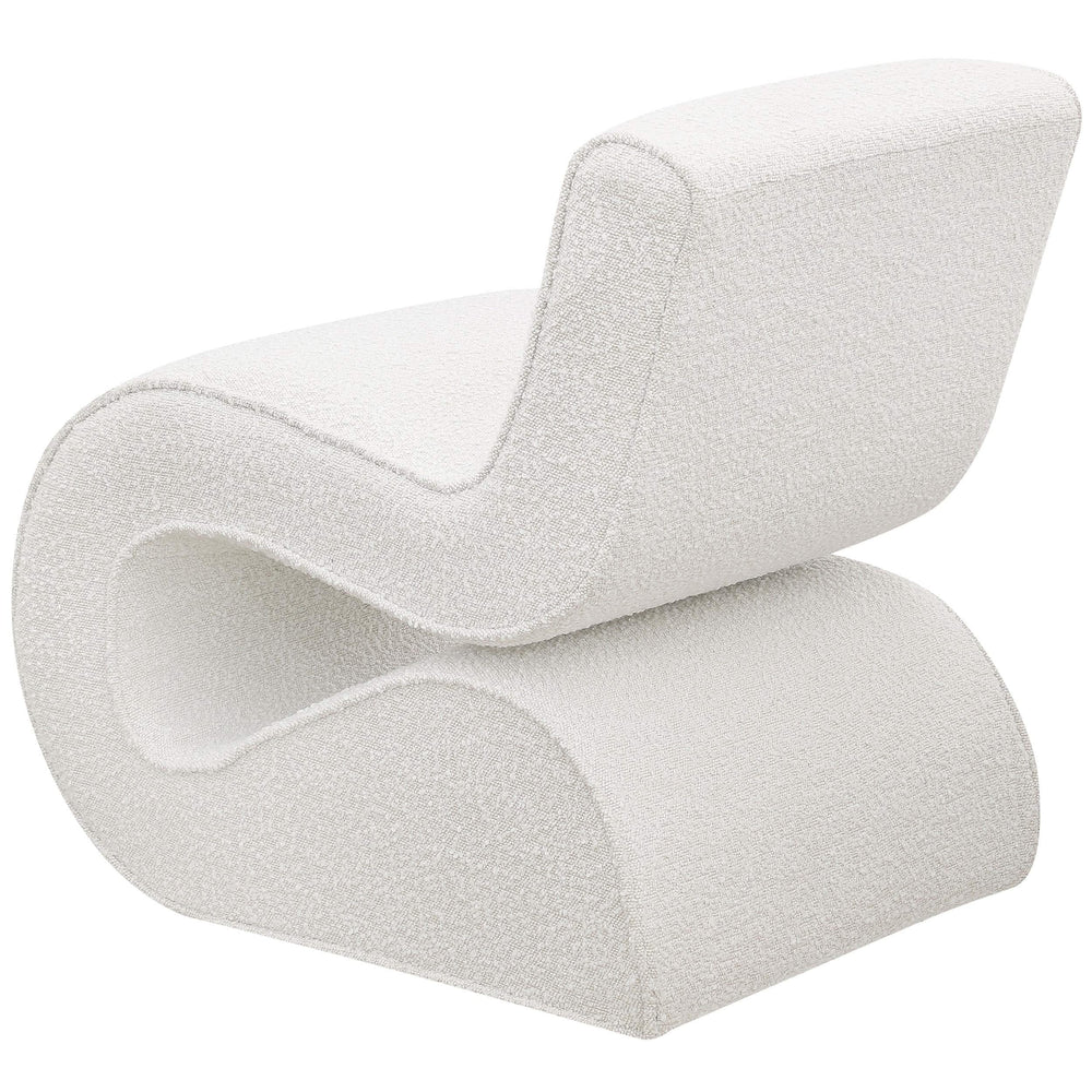 Silla curva sin brazos tapizada Ronea Boucle color crema