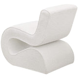 Silla curva sin brazos tapizada Ronea Boucle color crema