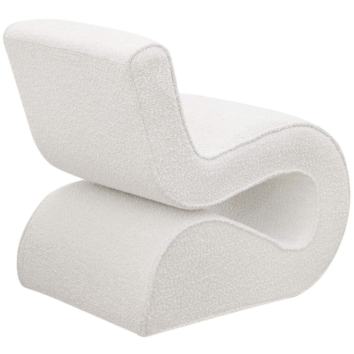 Silla curva sin brazos tapizada Ronea Boucle color crema