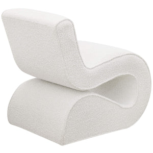 Silla curva sin brazos tapizada Ronea Boucle color crema