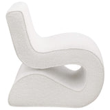Silla curva sin brazos tapizada Ronea Boucle color crema