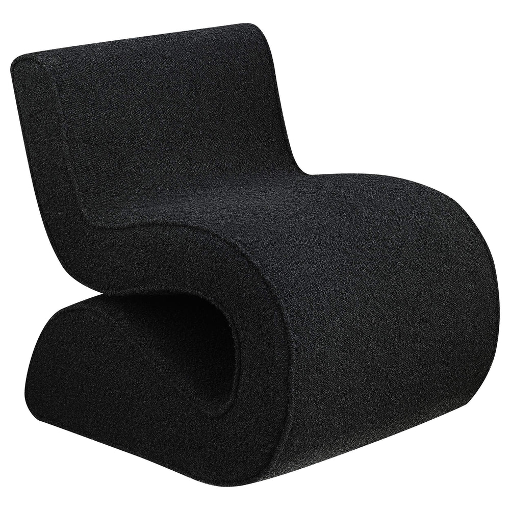 Silla curva sin brazos tapizada Ronea Boucle color carbón