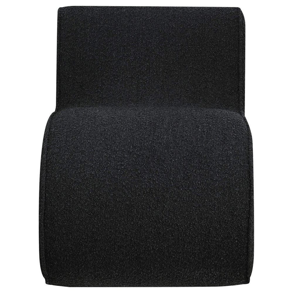 Silla curva sin brazos tapizada Ronea Boucle color carbón