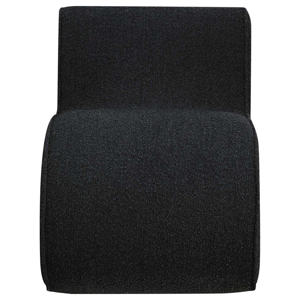 Silla curva sin brazos tapizada Ronea Boucle color carbón