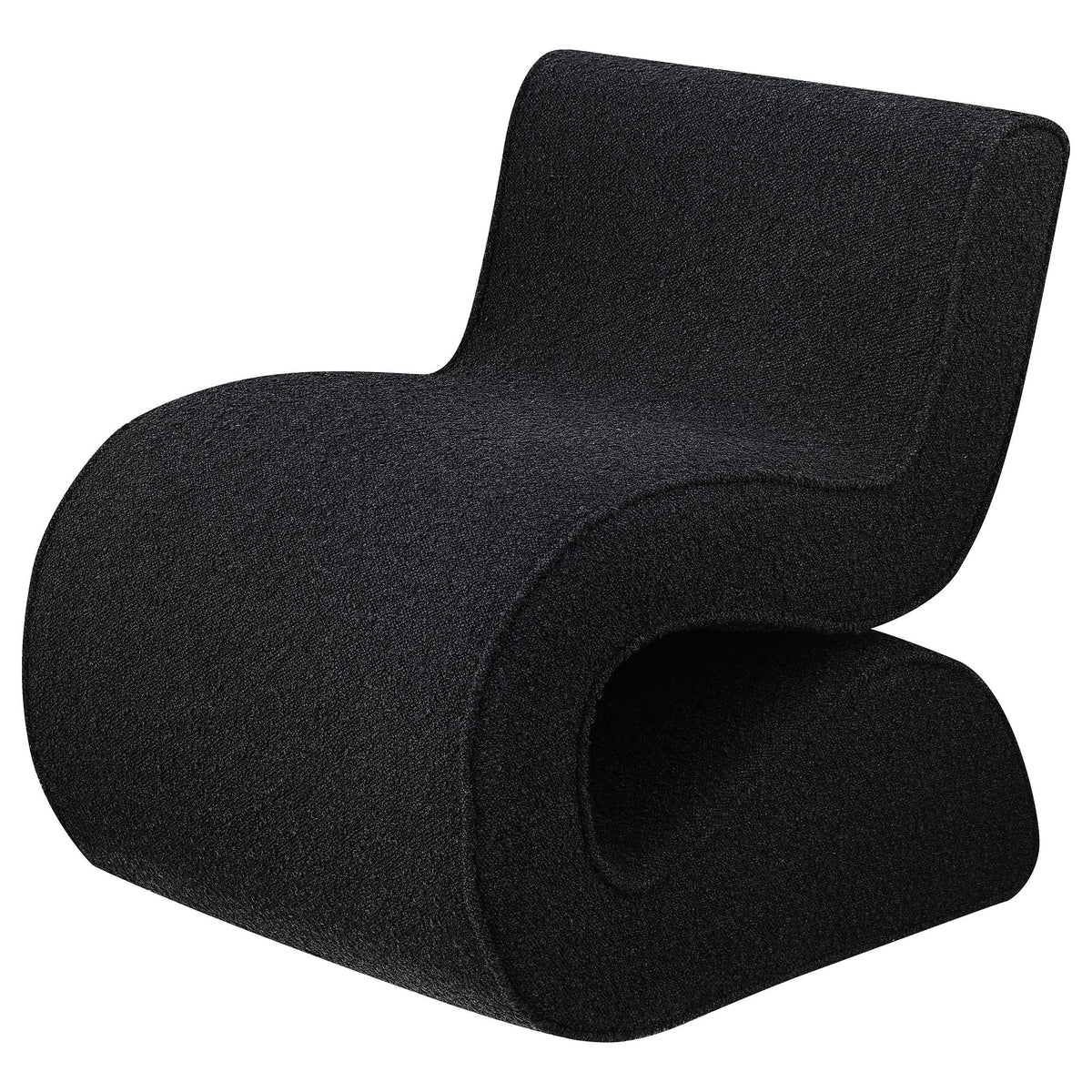 Silla curva sin brazos tapizada Ronea Boucle color carbón