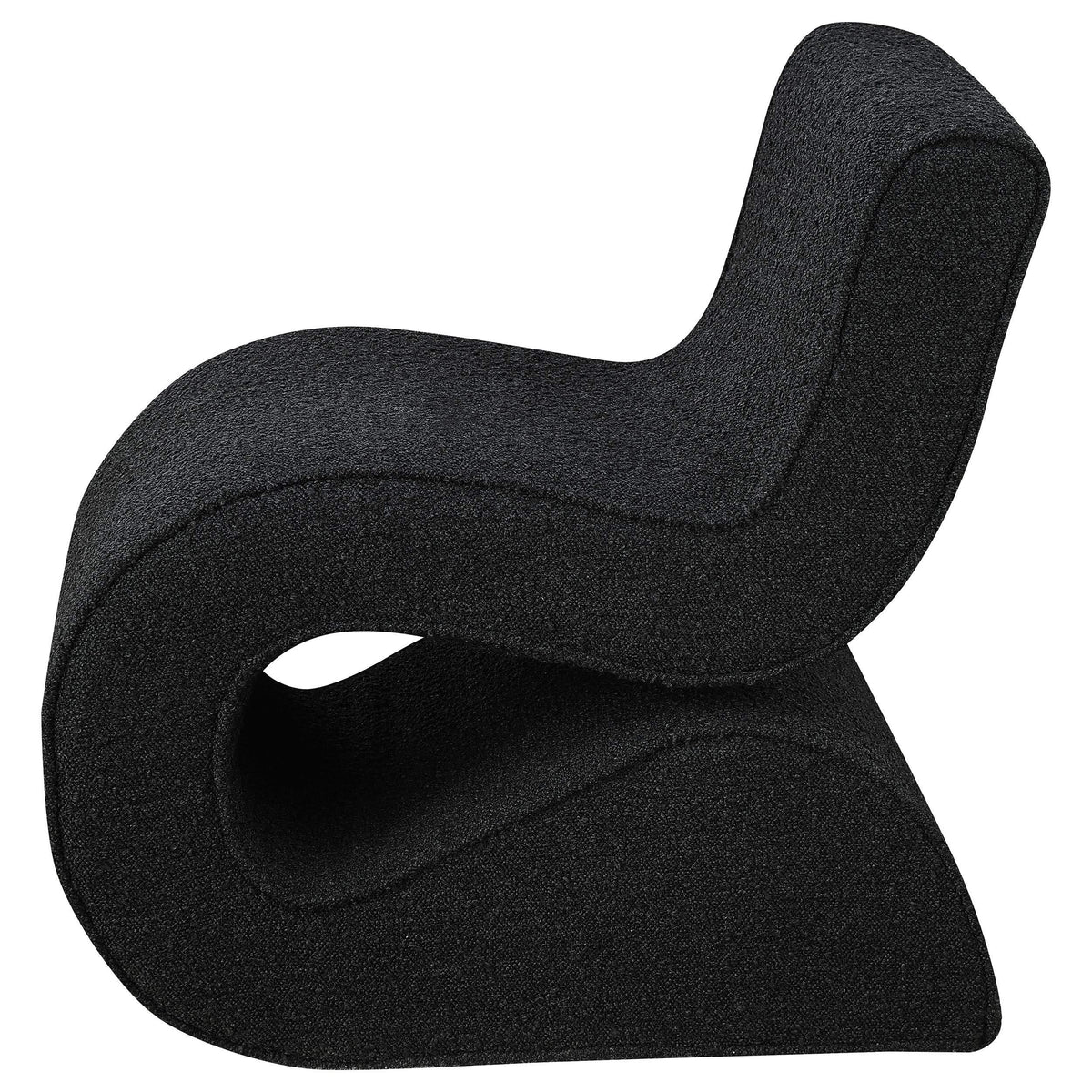 Silla curva sin brazos tapizada Ronea Boucle color carbón