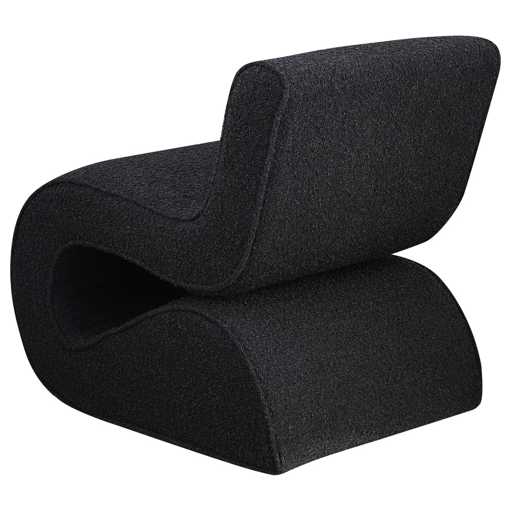 Silla curva sin brazos tapizada Ronea Boucle color carbón