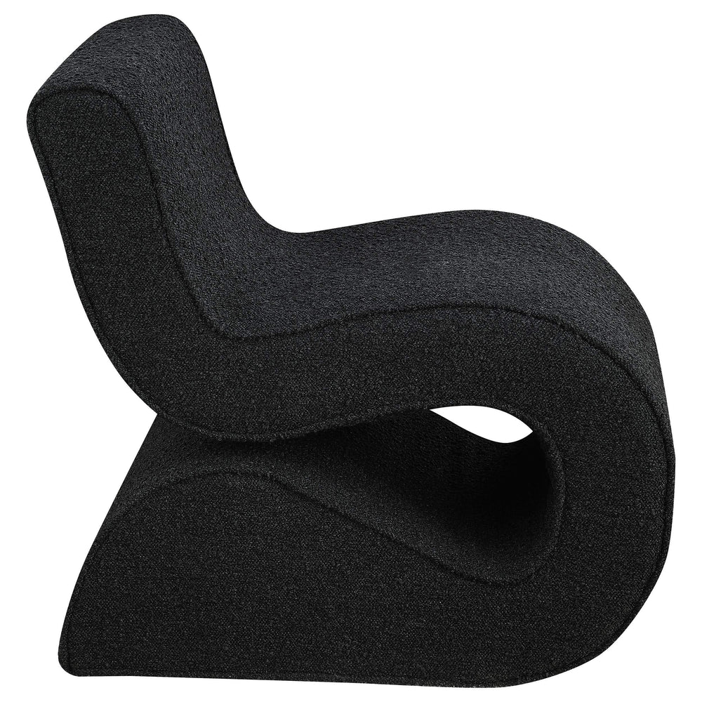 Silla curva sin brazos tapizada Ronea Boucle color carbón