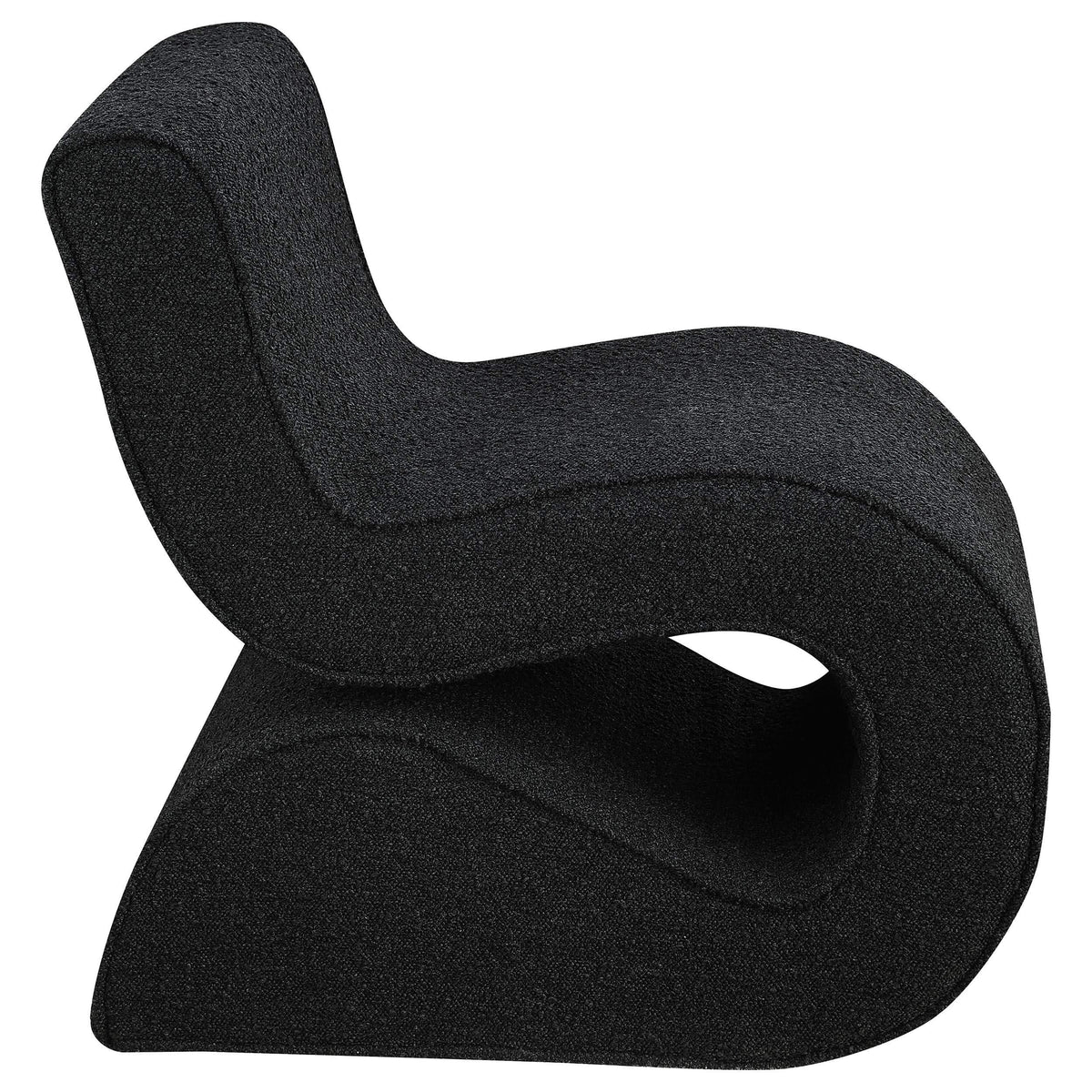 Silla curva sin brazos tapizada Ronea Boucle color carbón