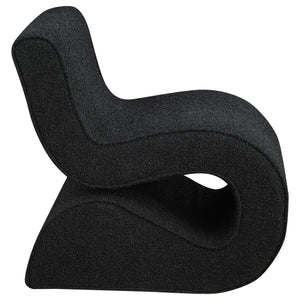 Silla curva sin brazos tapizada Ronea Boucle color carbón