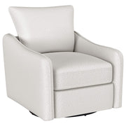 Sillón giratorio con brazo inclinado tapizado Madia, color vainilla